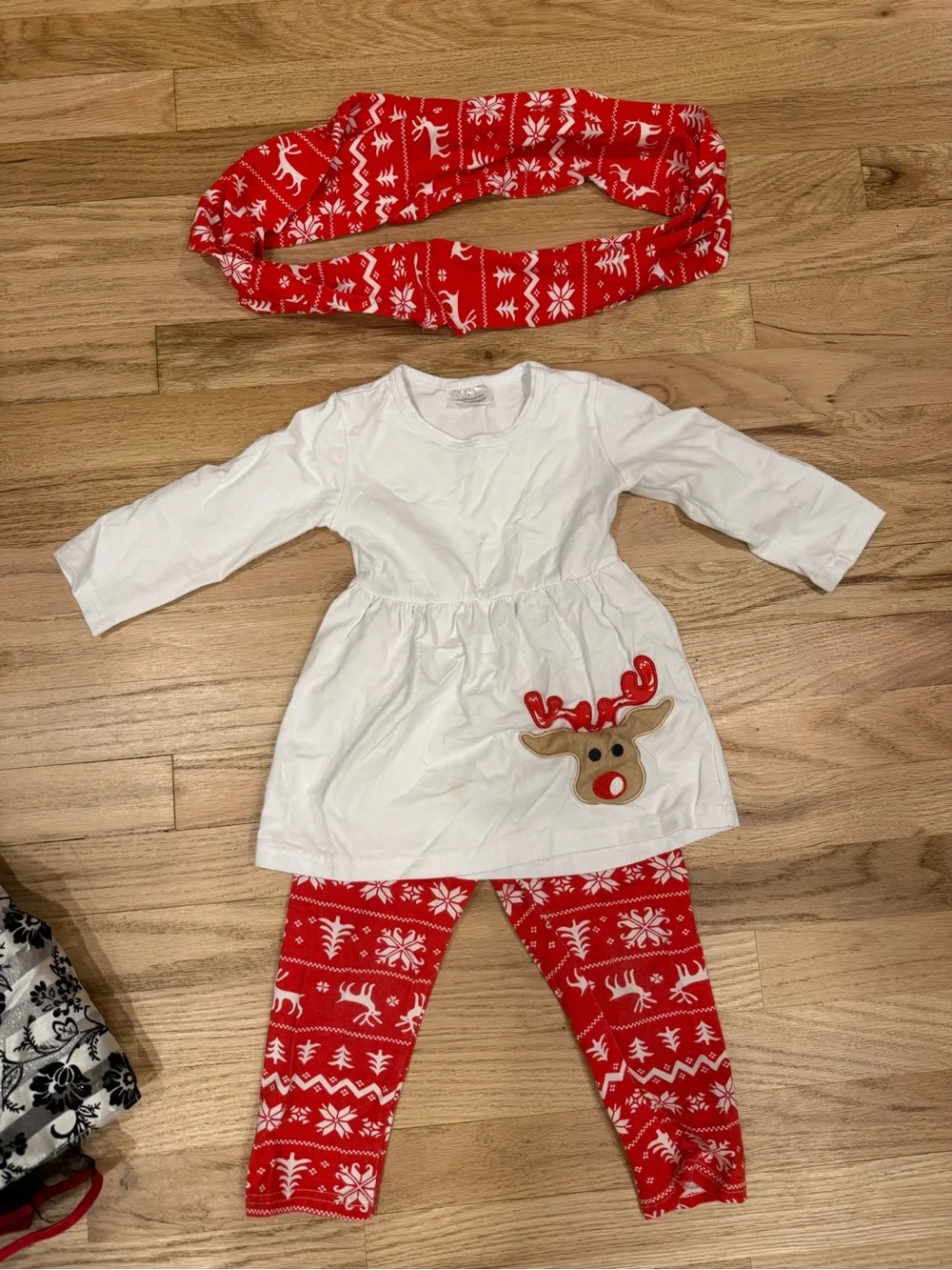 Girls Holiday Dress and Reindeer Set for